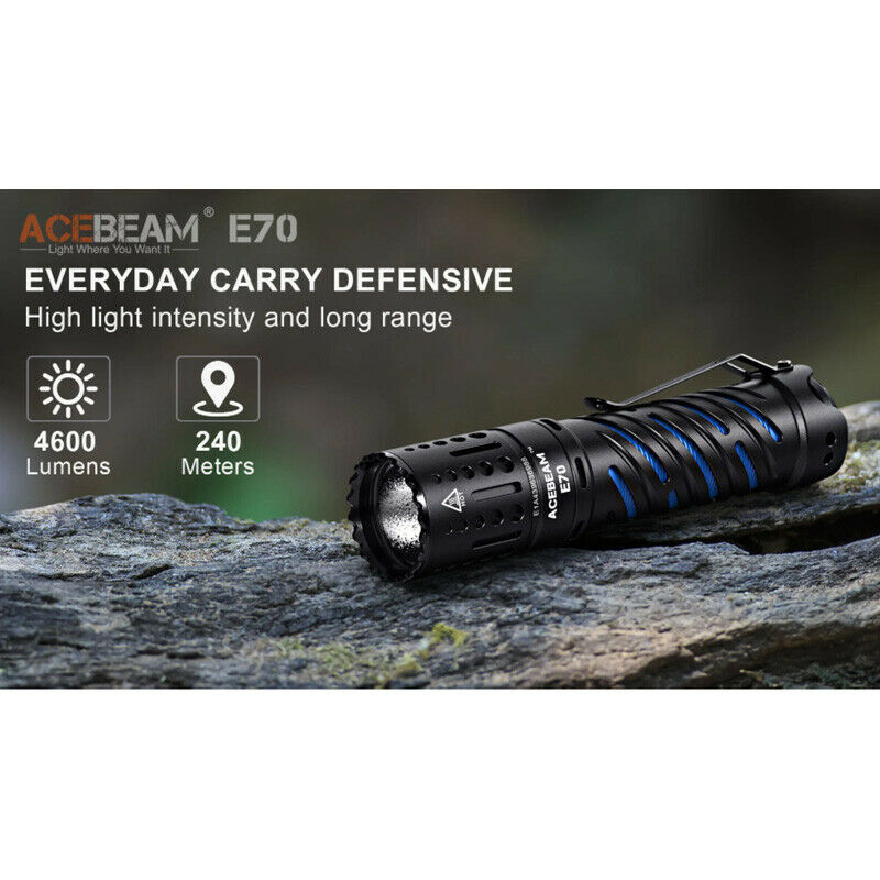 Acebeam E70 Mini Flashlight Compact Handheld 4600 Lumens LED Bright Light Torch