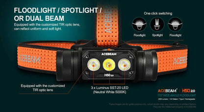 Acebeam H50 2.0 Rechargeable Headlamp