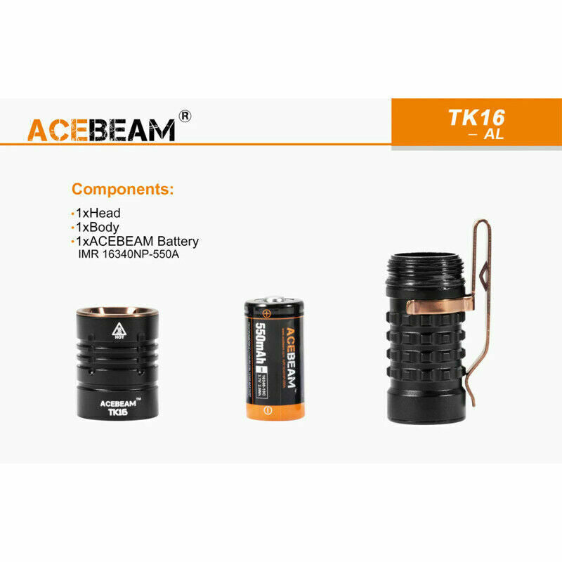 AceBeam TK16 Flashlight Mini Small Tactical Super Bright LED Light Battery Torch