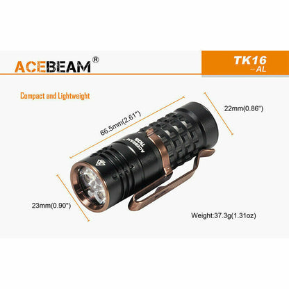 AceBeam TK16 Flashlight Mini Small Tactical Super Bright LED Light Battery Torch