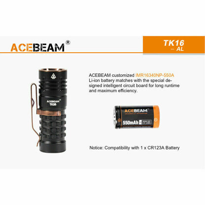 AceBeam TK16 Flashlight Mini Small Tactical Super Bright LED Light Battery Torch